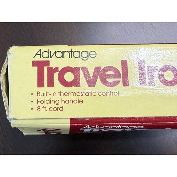 Advantage 2319E Electric Travel Iron Vintage Folding Handle 8' Cord, Box, Works! - Picture 4 of 16